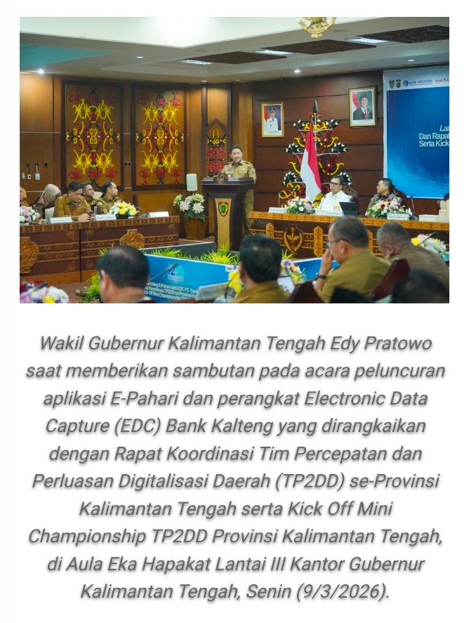 Wagub Kalteng Luncurkan E-Pahari dan EDC Bank Kalteng, Dorong Pajak Digital