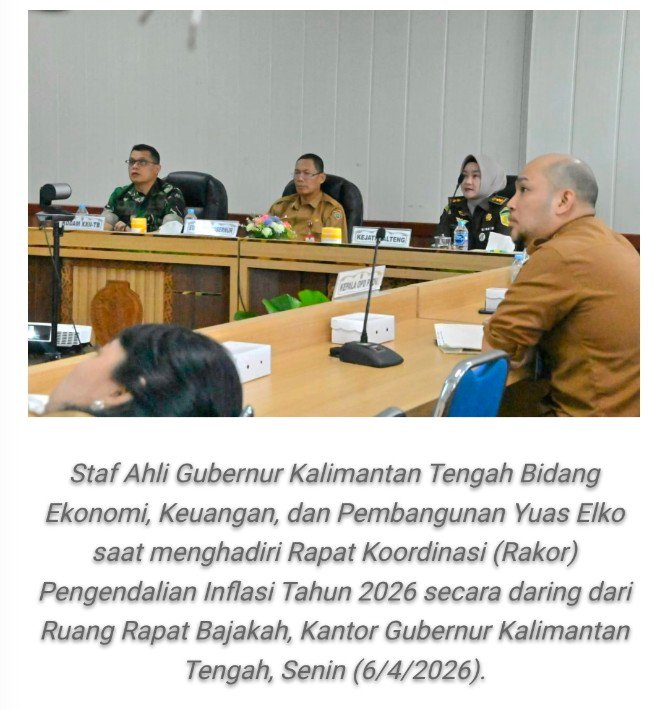 Sahli Yuas Elko Hadiri Rakor Inflasi di Kantor Gubernur Kalteng