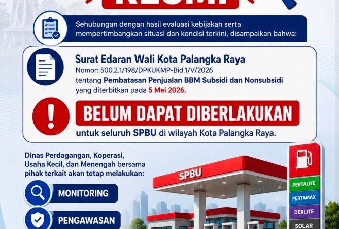 Penjualan BBM Subsidi dan Nonsubsidi Belum Dapat Diberlakukan di Palangka Raya