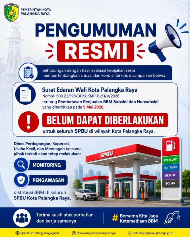 Penjualan BBM Subsidi dan Nonsubsidi Belum Dapat Diberlakukan di Palangka Raya