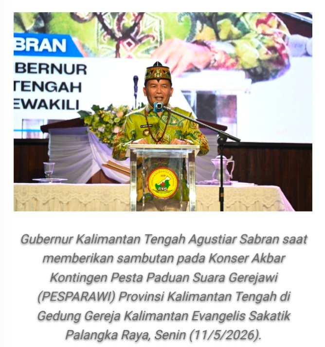Gubernur Hadiri Konser Akbar Pesparawi Kalteng, Tegaskan Penguatan SDM Spiritual dan Kebersamaan